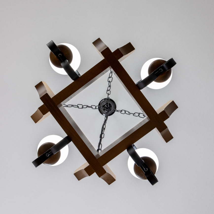 Brilagi - Kronleuchter an Kette QUEEN 4xE14/40W/230V Buche/Walnuss