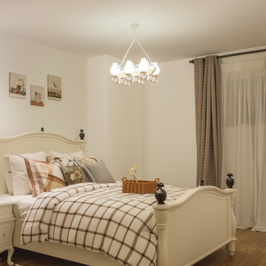 Brilagi - Kronleuchter an Kette QUEEN 6xE14/40W/230V Buche/cremefarben