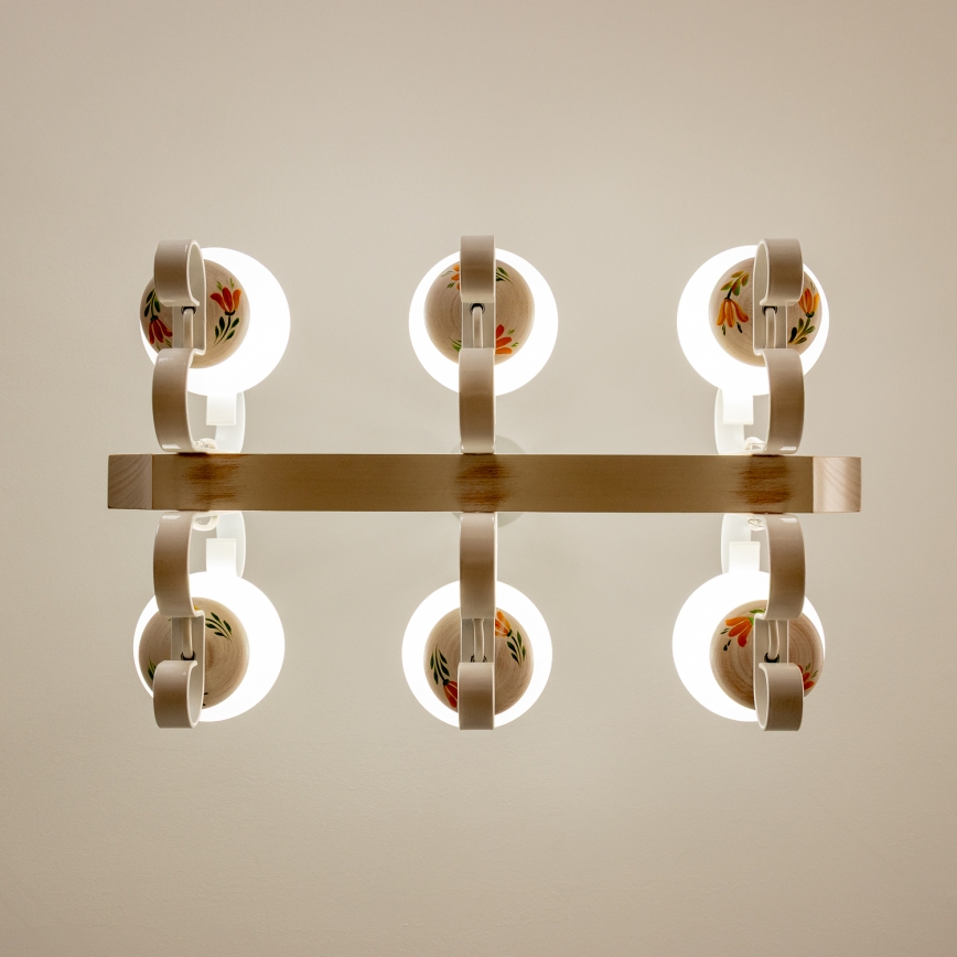 Brilagi - Kronleuchter an Kette QUEEN 6xE14/40W/230V Buche/cremefarben