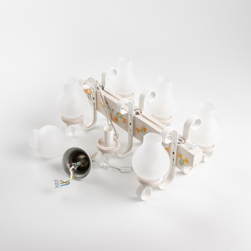 Brilagi - Kronleuchter an Kette QUEEN 6xE14/40W/230V Buche/cremefarben