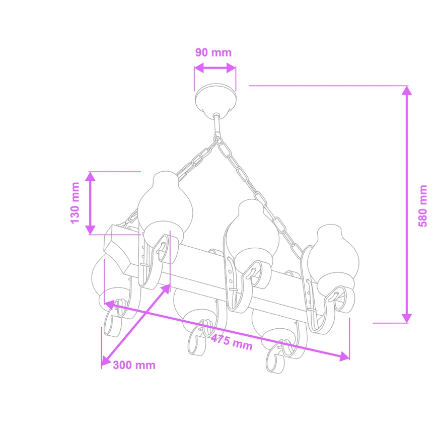 Brilagi - Kronleuchter an Kette QUEEN 6xE14/40W/230V Buche/Walnuss