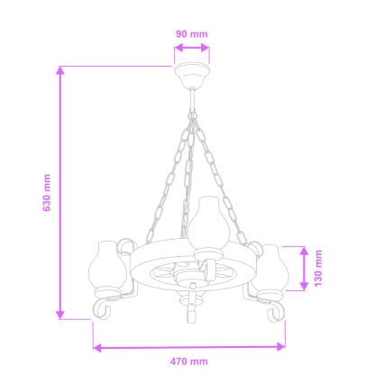 Brilagi - Kronleuchter an Kette ROATA 3xE14/40W/230V Buche