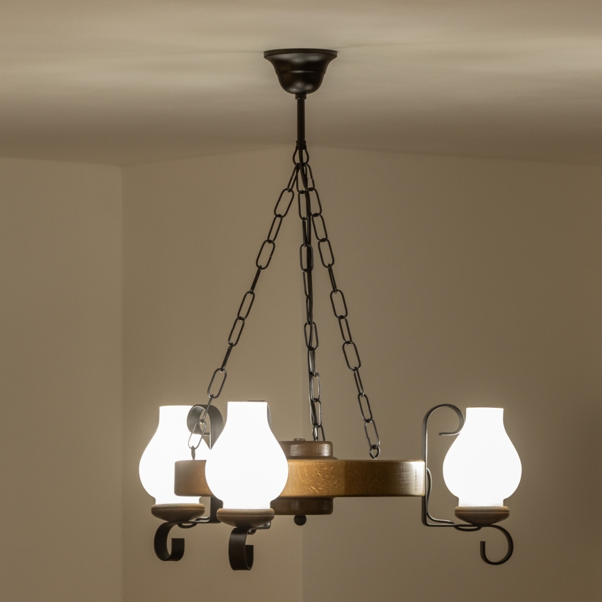 Brilagi - Kronleuchter an Kette ROATA 3xE14/40W/230V Buche/Walnuss