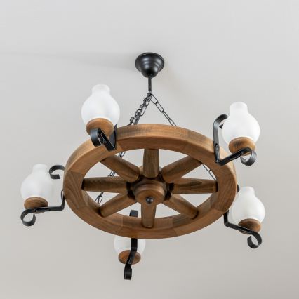 Brilagi - Kronleuchter an Kette ROATA 5xE14/40W/230V Ø 70 cm Buche