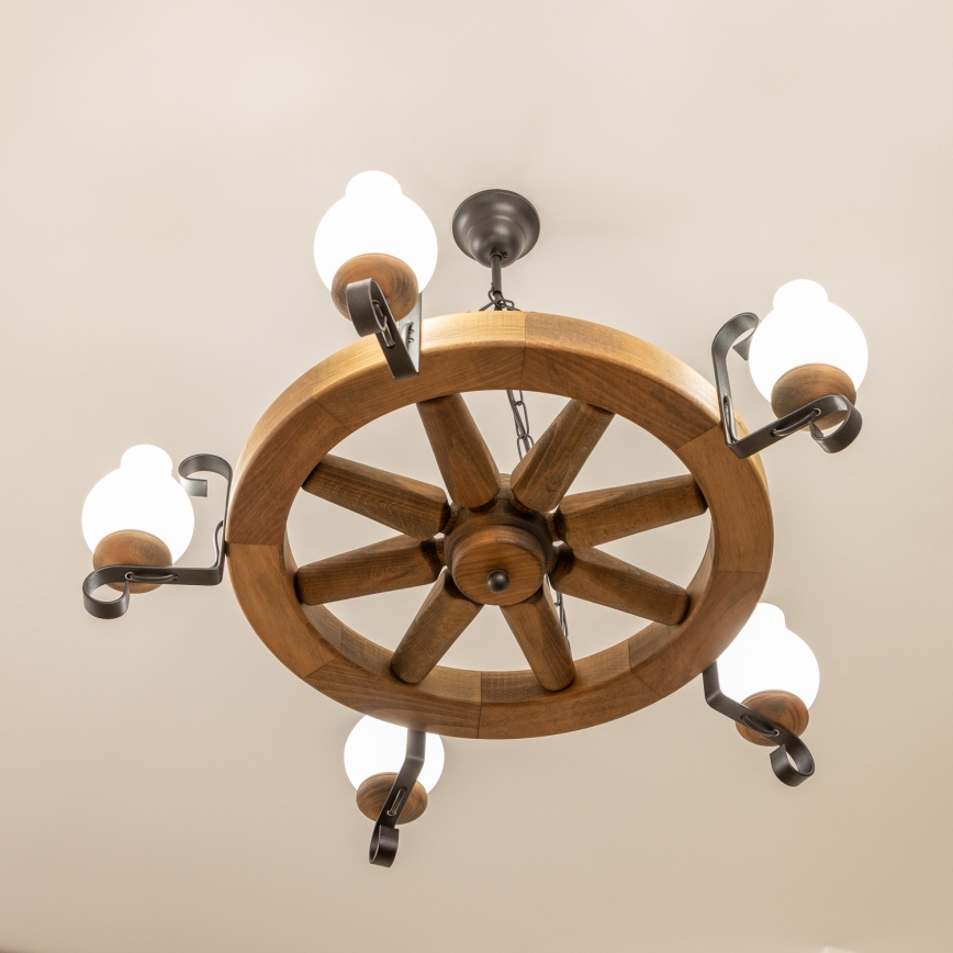 Brilagi - Kronleuchter an Kette ROATA 5xE14/40W/230V Ø 70 cm Buche