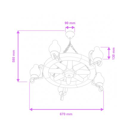 Brilagi - Kronleuchter an Kette ROATA 5xE14/40W/230V Ø 70 cm Buche/Nussbaum