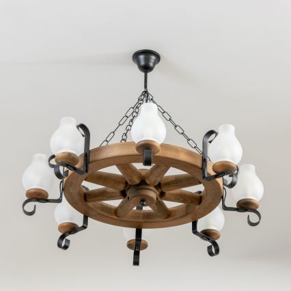 Brilagi - Kronleuchter an Kette ROATA 8xE14/40W/230V Ø 70 cm Buche