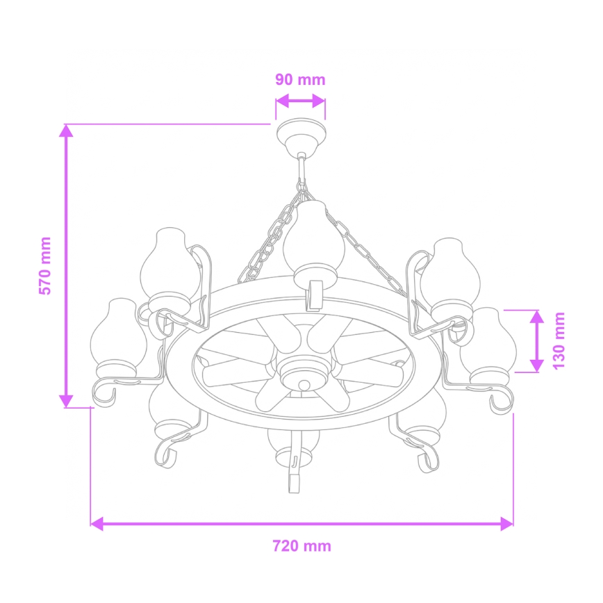 Brilagi - Kronleuchter an Kette ROATA 8xE14/40W/230V Ø 70 cm Buche