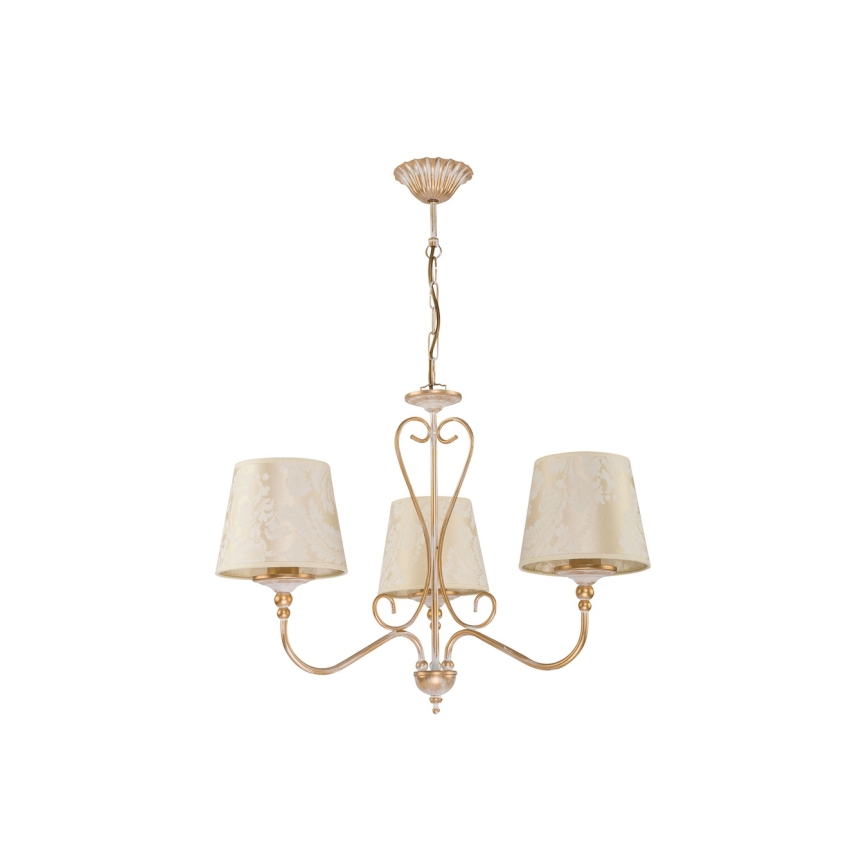 Brilagi - Kronleuchter an Kette SONIA 3xE27/15W/230V Ø 64 cm cremefarben/Patina