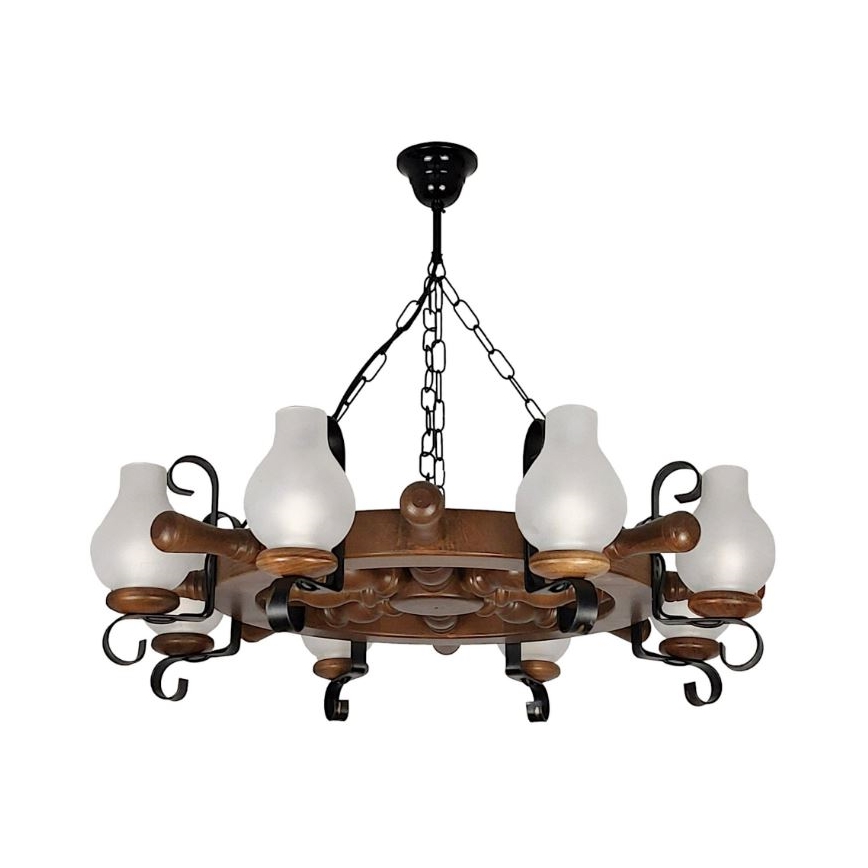 Brilagi - Kronleuchter an Kette TIMONA 8xE14/40W/230V Buche/Walnuss