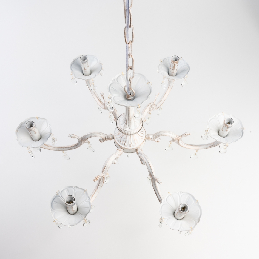 BRILAGI - Kronleuchter mit Kette CLASSIC 6xE14/10W/230V creme/Patina