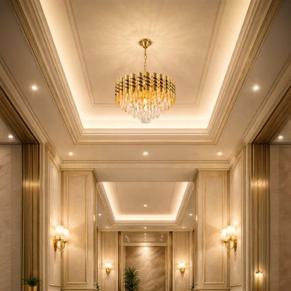 Brilagi - Kronleuchter mit Kette CRISTAL 5xE14/40W/230V Ø 38 cm