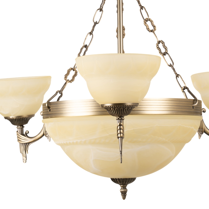 BRILAGI - Kronleuchter mit Kette DAHLIA, 6×E27/40W/230V, Ø 74 cm, Messing