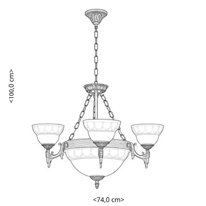 BRILAGI - Kronleuchter mit Kette DAHLIA, 6×E27/40W/230V, Ø 74 cm, Messing