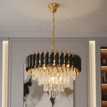 Brilagi - Kronleuchter mit Kette ECLIPSE 7xE14/10W/230V Ø 48 cm schwarz/gold