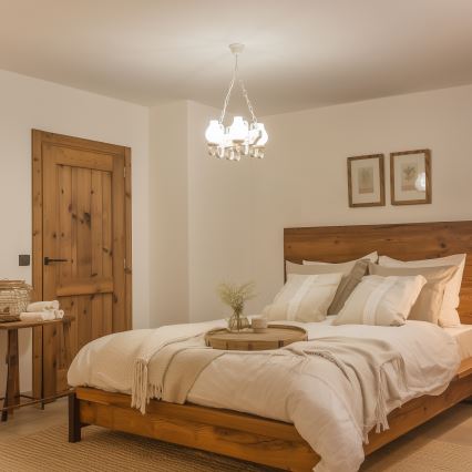 Brilagi - Kronleuchter mit Kette QUEEN 4xE14/40W/230V Buche/cremefarben