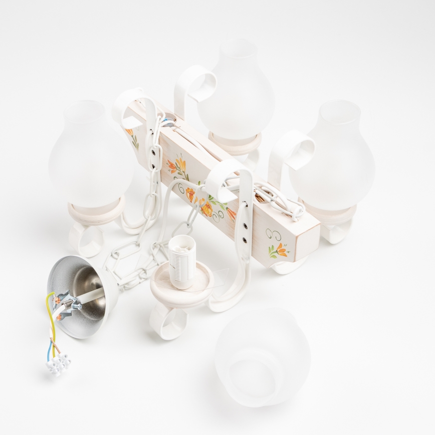 Brilagi - Kronleuchter mit Kette QUEEN 4xE14/40W/230V Buche/cremefarben