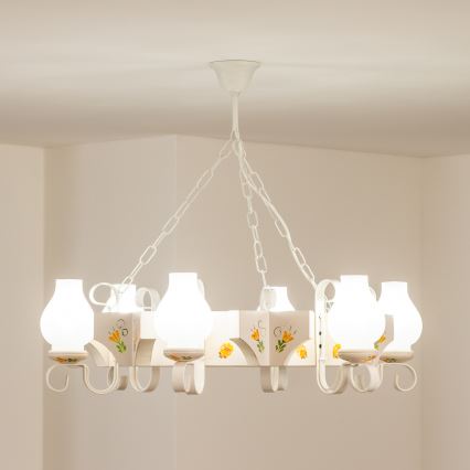 Brilagi - Kronleuchter mit Kette QUEEN 6xE14/40W/230V Buche/Creme