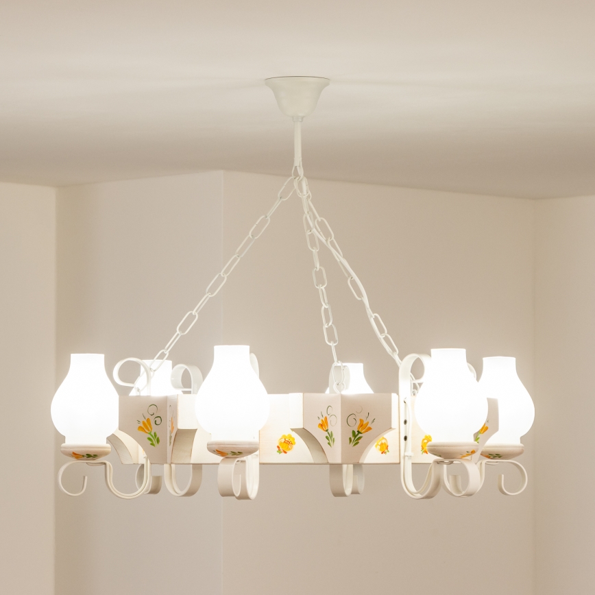 Brilagi - Kronleuchter mit Kette QUEEN 6xE14/40W/230V Buche/Creme
