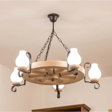 Brilagi - Kronleuchter mit Kette ROATA 5xE14/40W/230V Eiche