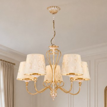 Brilagi - Kronleuchter mit Kette SONIA 5xE27/15W/230V Ø 64 cm cremefarben/Patina