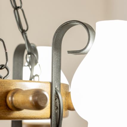 Brilagi - Kronleuchter mit Kette TIMONA 4xE14/40W/230V Ø 50 cm Buche/Nussbaum