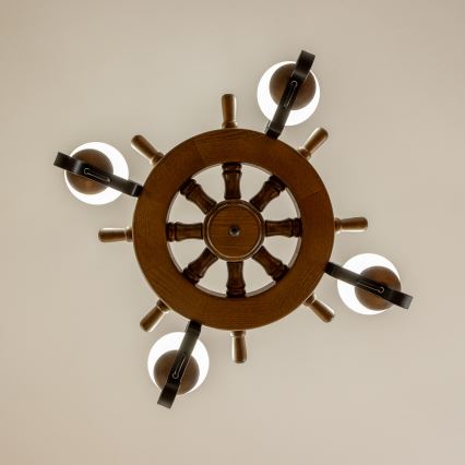 Brilagi - Kronleuchter mit Kette TIMONA 4xE14/40W/230V Ø 50 cm Buche/Nussbaum