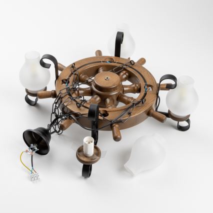 Brilagi - Kronleuchter mit Kette TIMONA 4xE14/40W/230V Ø 50 cm Buche/Nussbaum