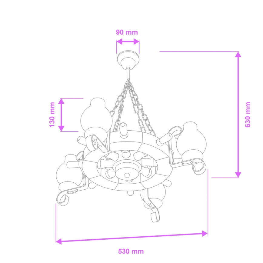 Brilagi - Kronleuchter mit Kette TIMONA 4xE14/40W/230V Ø 50 cm Buche/Nussbaum