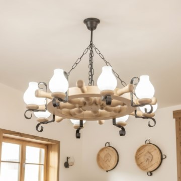 Brilagi - Kronleuchter mit Kette TIMONA 8xE14/40W/230V Eiche