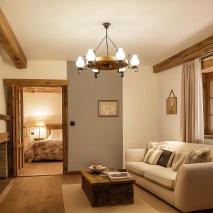 Brilagi - Kronleuchter ROATA mit Kette, 6xE14/40W/230V, Ø 70 cm, Buche