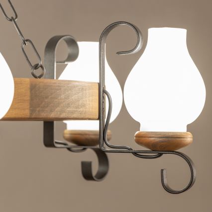 Brilagi - Kronleuchter ROATA mit Kette, 6xE14/40W/230V, Ø 70 cm, Buche