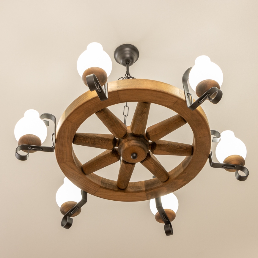 Brilagi - Kronleuchter ROATA mit Kette, 6xE14/40W/230V, Ø 70 cm, Buche