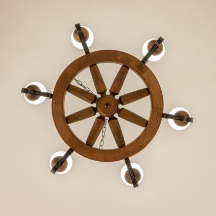 Brilagi - Kronleuchter ROATA mit Kette, 6xE14/40W/230V, Ø 70 cm, Buche