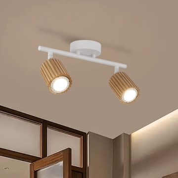 Brilagi - Lampada a faretti MODERN WOOD 2xGU10/8W/230V legno/bianco