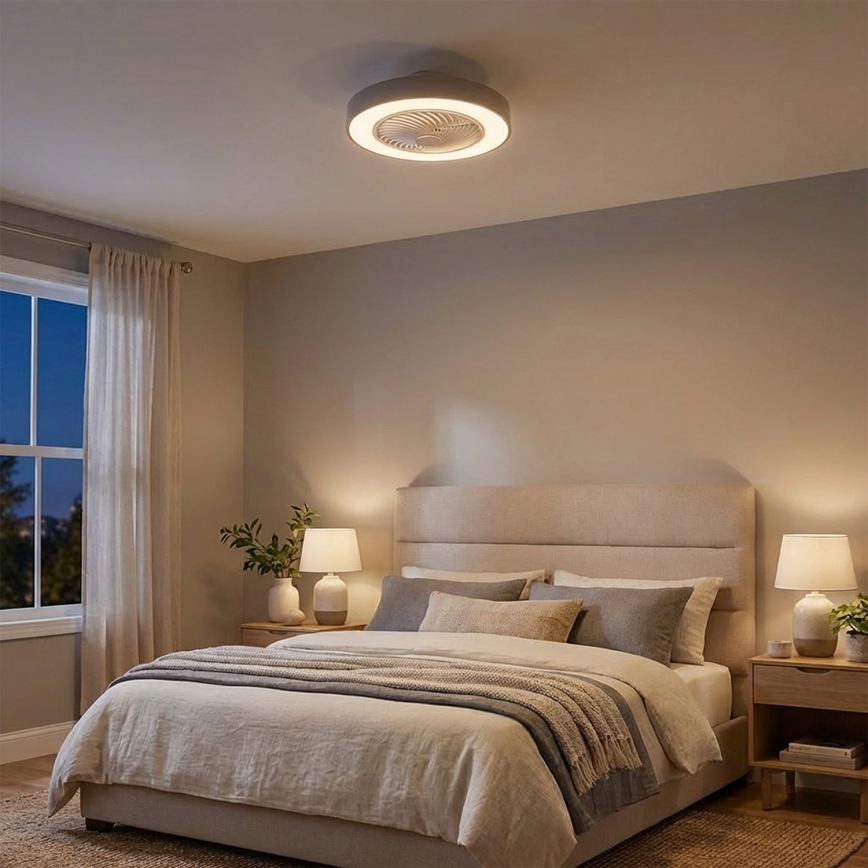 Brilagi - Plafoniera LED dimmerabile con ventilatore LED/38W/230V 3000-6500K diam. 50 cm grigio + telecomando