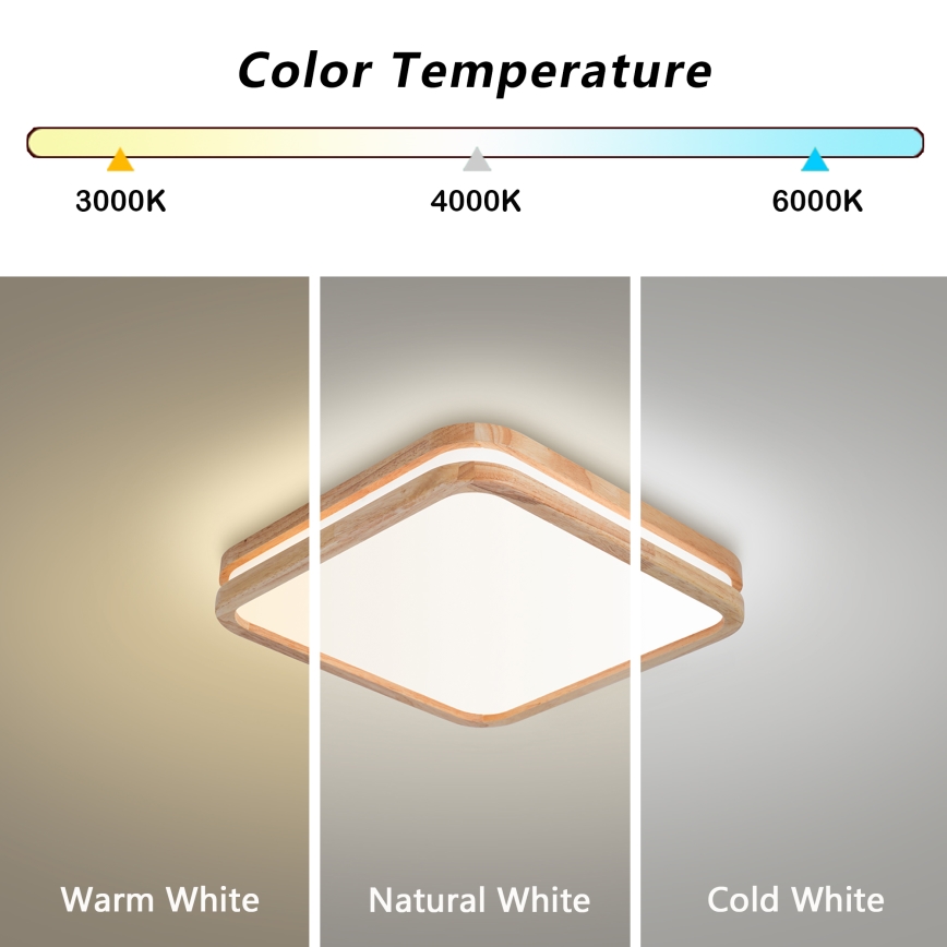 Brilagi - Plafoniera LED dimmerabile MOLINA SQUARE LED/48W/230V 3000-6000K rovere 40x40 cm + telecomando