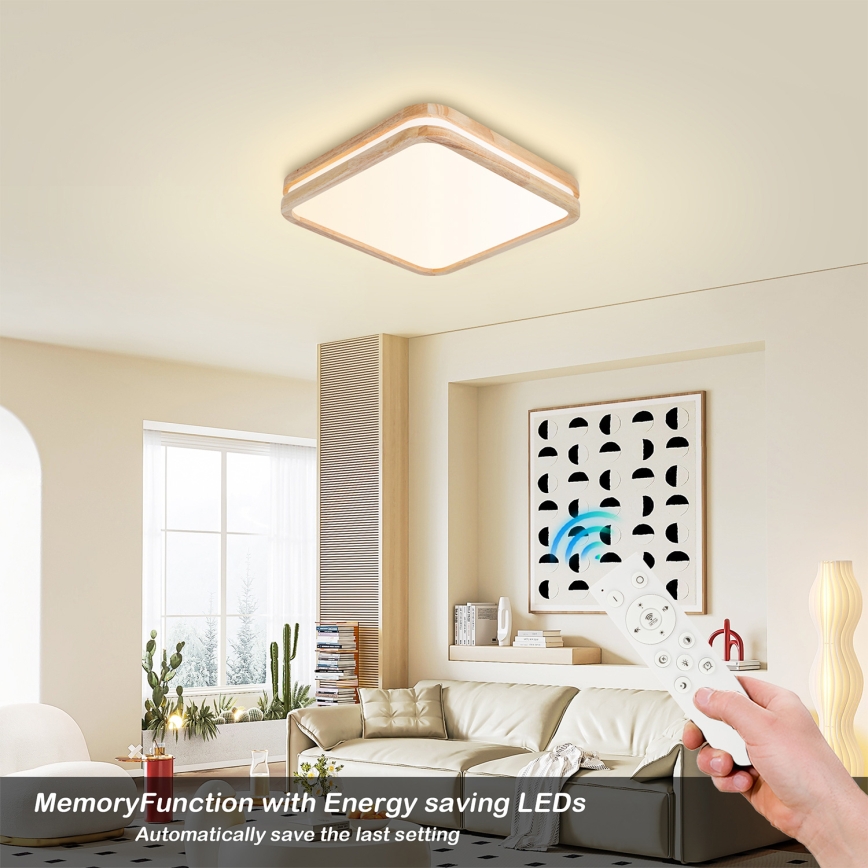 Brilagi - Plafoniera LED dimmerabile MOLINA SQUARE LED/48W/230V 3000-6000K rovere 40x40 cm + telecomando