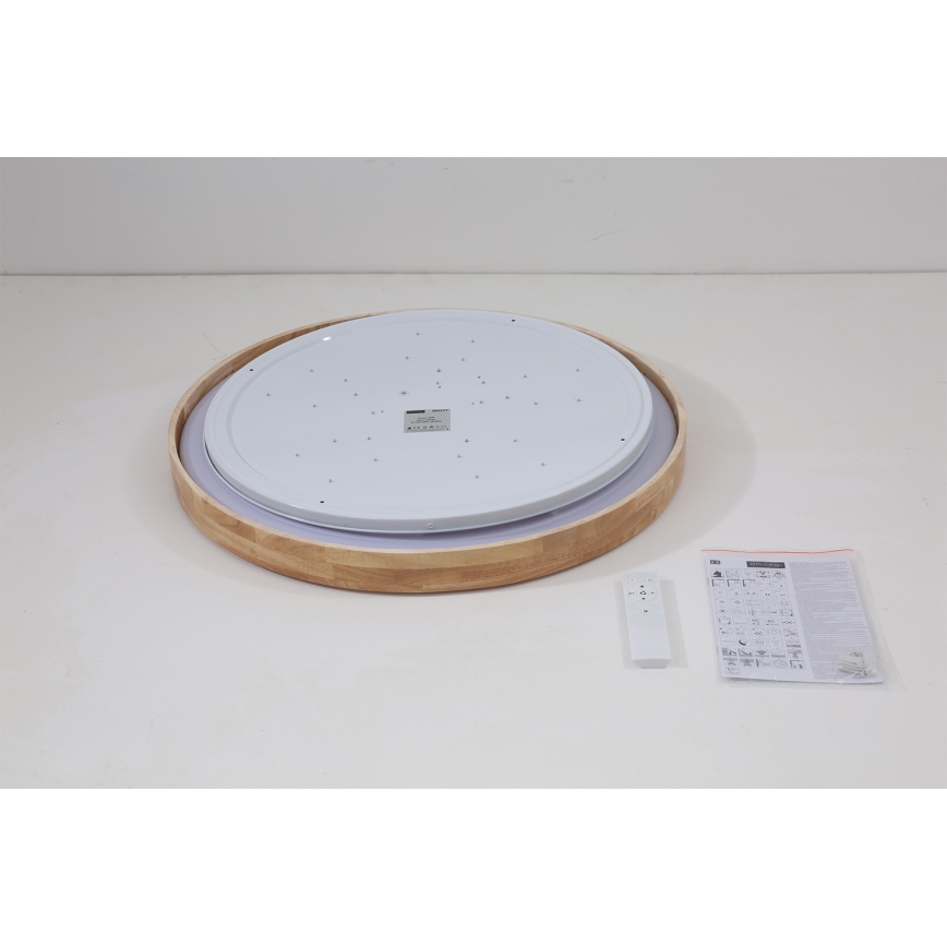 Brilagi - Plafoniera dimmerabile a LED WOODROUND LED/40W/230V 3000-6000K diam. 60 cm in legno CRI 90 + telecomando