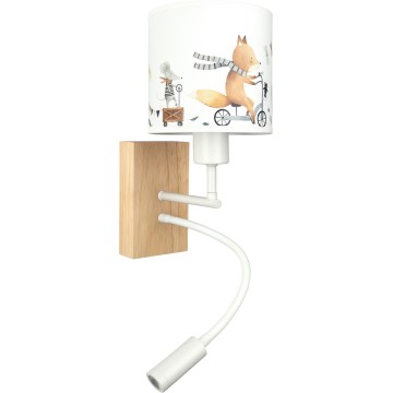 Brilagi - Lampada a parete flessibile LED per bambini BOBO WOOD 1xE27/25W/230V + LED/3W rovere/bianco/animali