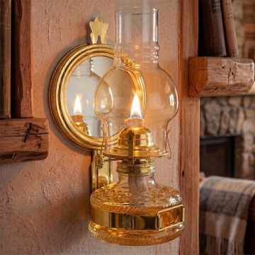 Brilagi - Lampada a petrolio con specchio MERLIN oro lucido