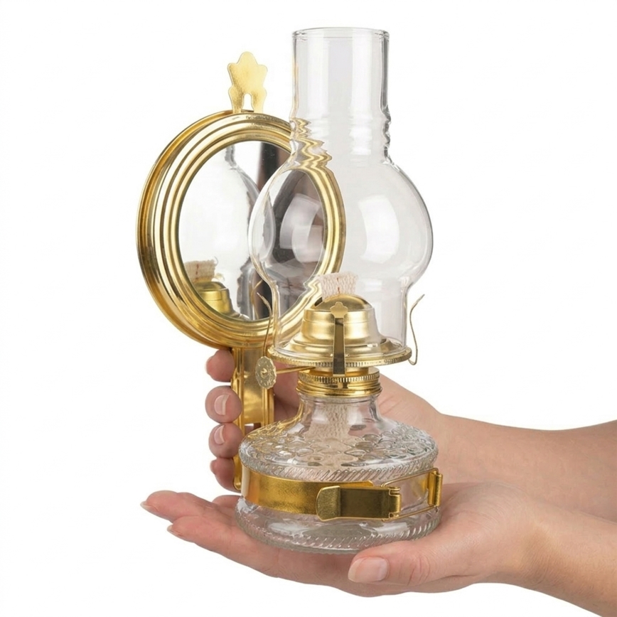 Brilagi - Lampada a petrolio con specchio MERLIN oro lucido