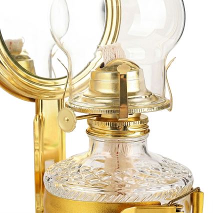 Brilagi - Lampada a petrolio con specchio MERLIN oro lucido