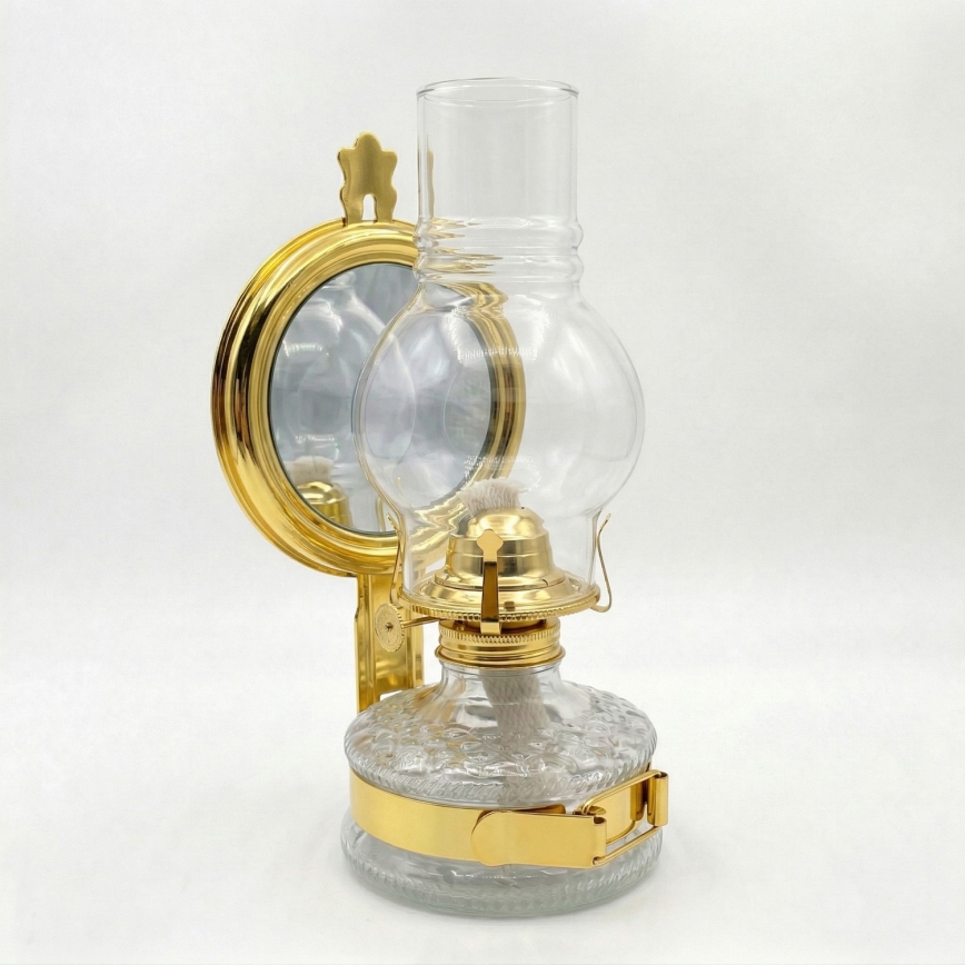 Brilagi - Lampada a petrolio con specchio MERLIN oro lucido