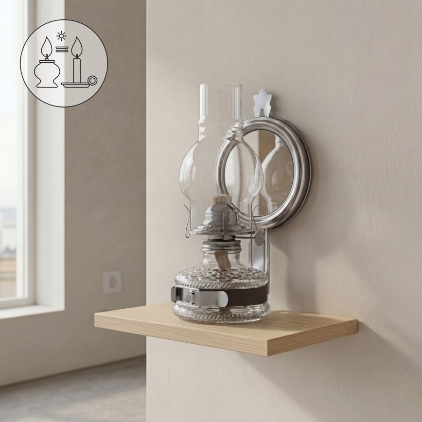 Brilagi - Lampada a petrolio MERLIN con specchio, cromo nero