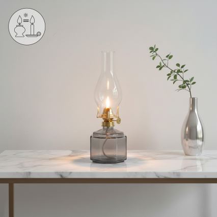 Brilagi - Lampada a petrolio MERLIN fumé/grigio