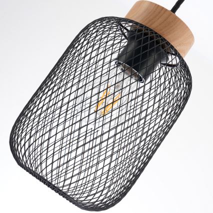 Brilagi - Lampada a sospensione con cavo BASKLITE 3xE27/15W/230V legno di Hevea/nero