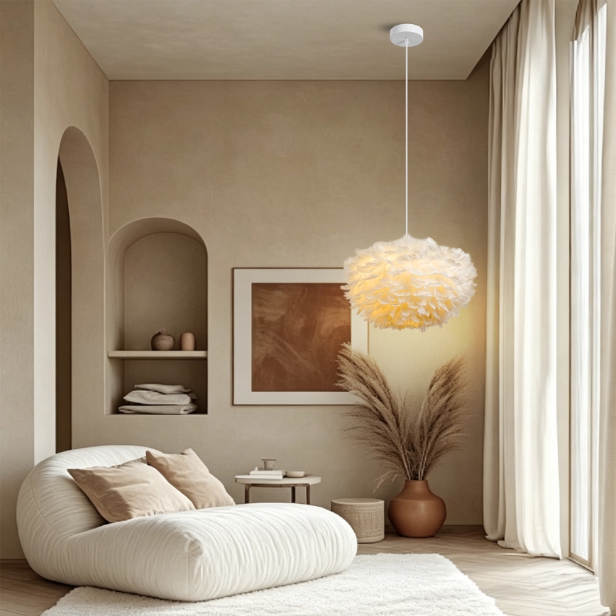Brilagi - Lampada a sospensione con cavo FEATHER 3xE27/40W/230V Ø 50 cm bianca