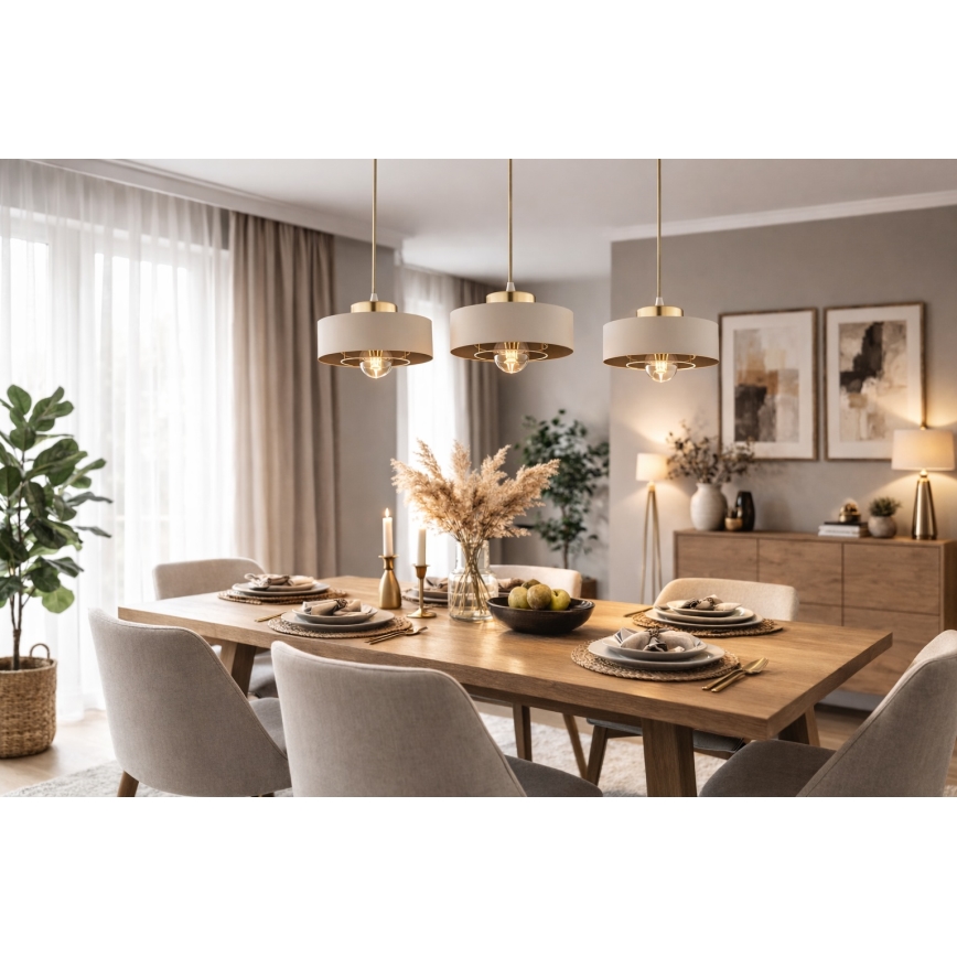Brilagi - Lampada a sospensione con cavo SPRING 1xE27/60W/230V Ø 20 cm beige/oro