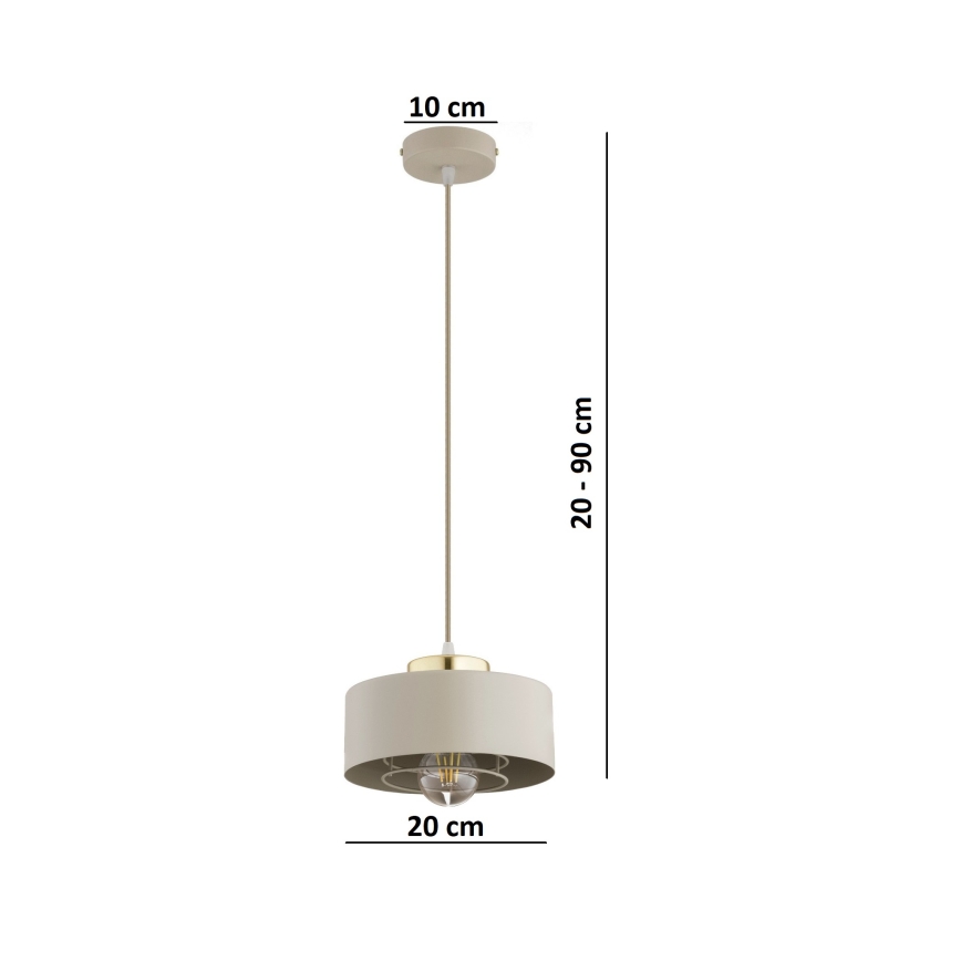 Brilagi - Lampada a sospensione con cavo SPRING 1xE27/60W/230V Ø 20 cm beige/oro